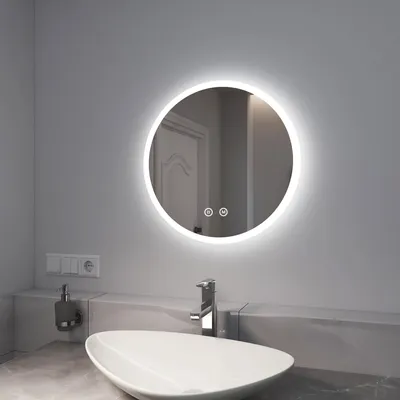 Produktbild von EMKE LED lustro łazienkowe 50cm lustro łazienkowe z oświetleniem 3 kolory światła lustro łazienkowe okrągłe lustro ścienne z przełącznikiem dotykowym IP44 energooszczędne regulowane światło