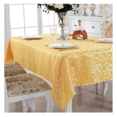 Obrázek produktu pro Žakárová obdélníková ubrus, žlutá, 180 x 300 cm, polyester