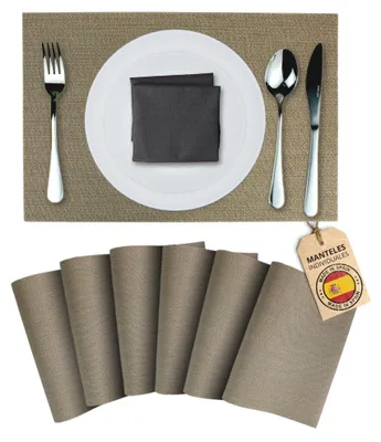 Platzsets, waschbar, 6 Stück, rutschfest, 30 x 45 cm, Syroco-Sand