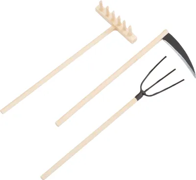 Produktbild von VBS Holz-Gartengeräte Set 3-teilig 9 bis 10 cm Mini Gartenwerkzeuge
