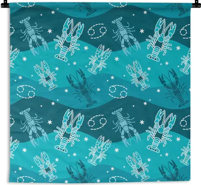 Produktbild von MuchoWow® Wandteppich Wandbehang Tierkreiszeichen - Krebs - Design 150x150 cm Tapisserie Dekoration Wandtuch - Wohnaccessoires - Modernes