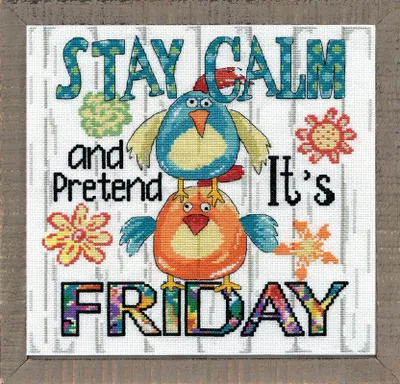 Kreuzstich-Set Stay Calm, Baumwolle, 25 x 25 cm