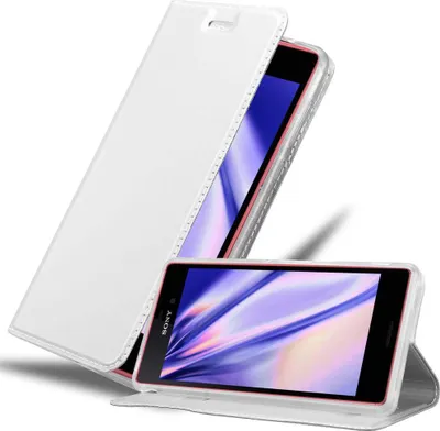 Obrázek produktu pro Cadorabo Pouzdro na mobilní telefon pro Sony Xperia M4 AQUA Protective Case in Silver Cover Etui Book Case Booklet