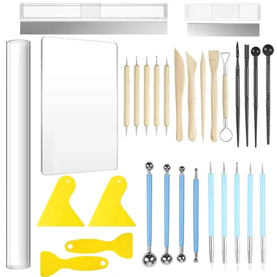 Immagine prodotto di Solidchoice - Set da 31 pezzi per la lavorazione dell'argilla, con strumenti in acrilico e spatole