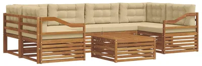 Produktbild von vidaXL Outdoor-Sofagarnitur mit Kissen 7 pcs Natur und Beige