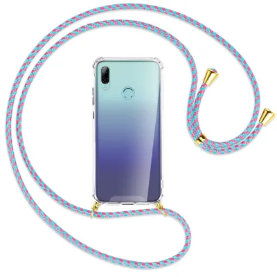 Produktbild von Handykette Backcover-Schutzhülle mit Band (Metall goldfarben) für Huawei P Smart 2019 / Honor 10 Lite - pink/mint