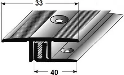 Produktbild von PROVISTON | Übergangsprofil | Aluminium eloxiert | Edelstahloptik | Breite 33 mm | Höhe 7 - 15 mm | Länge 2700 mm | Gebohrt | Übergangsschiene | Übergangsleiste | Bodenprofil | Abdeckleiste | 1 Stück