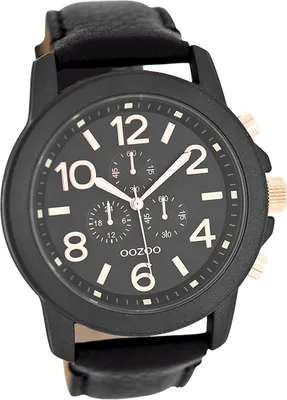 Produktbild von Oozoo Leder Herren Uhr matt Analog Quarzuhr Armband schwarz Timepieces D2UOC6064A