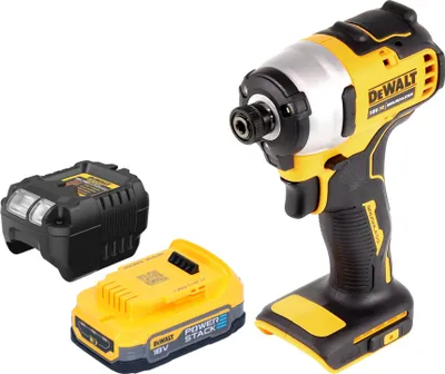 Produktbild von DeWalt DCF 809 E1 Akku Schlagschrauber 18 V 190 Nm 1/4" Brushless + 1x Powerstack Akku 1,7 Ah + Ladegerät