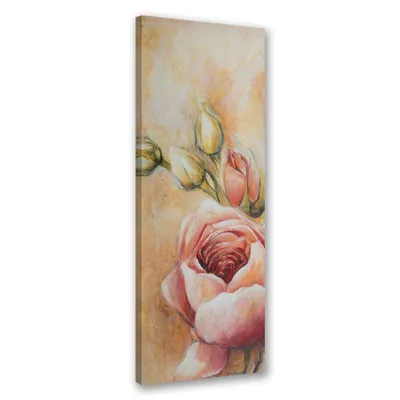 Produktbild von Leinwandbild Gemalte rosa Rosen 30x90 Feeby Rosa bild für die wand bereit zum aufhängen