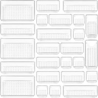Image de Rangement pour tiroirs, organiseur de maquillage 4 compartiments, tiroir de cuisine