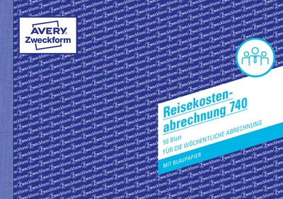 Obrázok produktu pre Avery Zweckform® 740 Výkaz cestovných výdavkov, DIN A5, na týždenné vyúčtovanie, 50 listov, biely