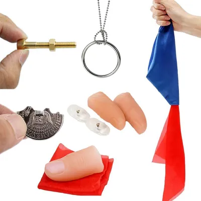 Productafbeelding van Magische boxset - Magische vinger - Tovenaarssjaal - Magische onderdelen - Schroeven en goocheltorketting