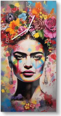 Produktbild von DEQORI Glasuhr 30x60 cm Zahlen 'Blumen der Muse' Wanduhr Glas Uhr Design leise Küchenuhr