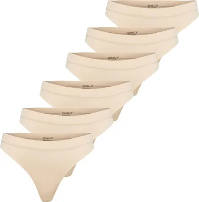 Produktbild von ONLY Damen Strings, 6er Pack - ONLVICKY RIB THONG, gerippt Beige M/L