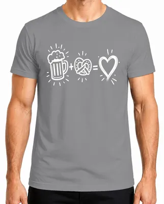 Immagine prodotto di Birra, pretzel, cuore, amore,  , Wiesn, camicia tradizionale, pantaloni di pelle, maglietta da uomo, grigio, taglia M