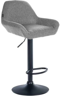 Produktbild von CLP Barhocker höhenverstellbar Braga, Thekenhocker Stoffbezug mit Rückenlehne - grau Gestell Farbe schwarz