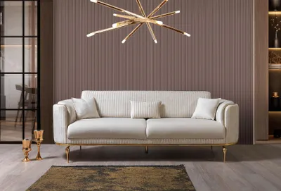Produktbild von Modernes Wohnzimmer Sofa Luxus weiß Sofas Gepolstert Sitz 3 Sitzer