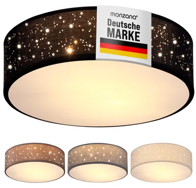 Immagine prodotto di Monzana Lampada da Soffitto Plafoniera Tessuto Ø 38cm Rotonda Luce Soffusa 40 Watt Salotto Camera