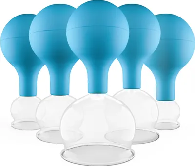 Produktbild von Pulox Schröpfgläser Set aus Echtglas 5 Stück. diverse Größen Blau