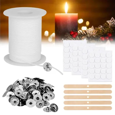 Kerzendocht-Set, 61 m, mit 150 Metallhaltern, DIY