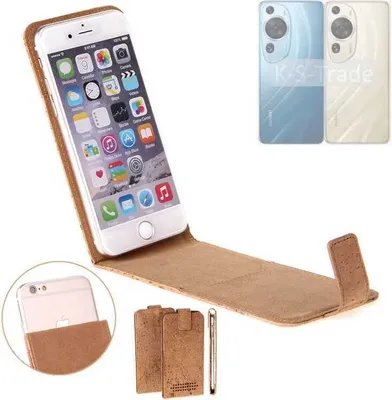 Produktbild von K-S-Trade Handyhülle kompatibel mit Huawei P60 Kork Hülle Flipstyle Case Schutzhülle Kork Case Hülle Flip cover Klapphülle Klapp, braun 1x