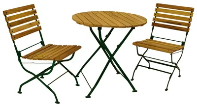 Produktbild von Garnitur Sitzgruppe 999025F 3teilig Flachstahl dunkelgrün Robinienholz