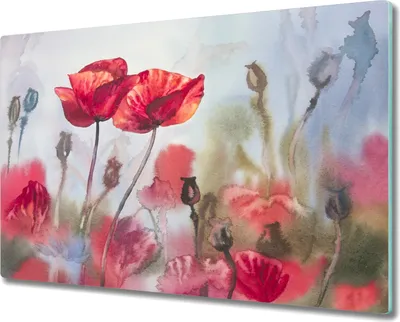 Produktbild von Coloray Schneidebrett Herdabdeckplatte 80x52 cm Kochplattenabdeckung Hackbrett Küchenbrett - Blumen Malerei