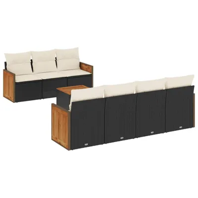 Produktbild von vidaXL 8-tlg. Garten-Sofagarnitur mit Kissen Schwarz Poly Rattan
