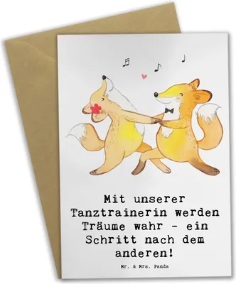 Produktbild von Mr. & Mrs. Panda Glückwunschkarte Tanzen Trainerin - Weiß - Geschenk, Potenzial ausschöpfen, Sportarten, Tanztrainerin, einladungskarten, Danksagung, Engagement, Ballett