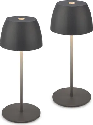 Immagine prodotto di 2x Mini LED Lampada da tavolo senza fili Accu Lampada IP44 Dimmerabile Touch Antracite