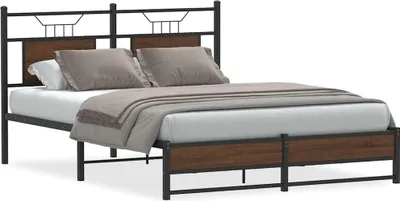 Image de vidaXL Cadre de lit sans matelas Chêne brun 140x190 cm Bois composite