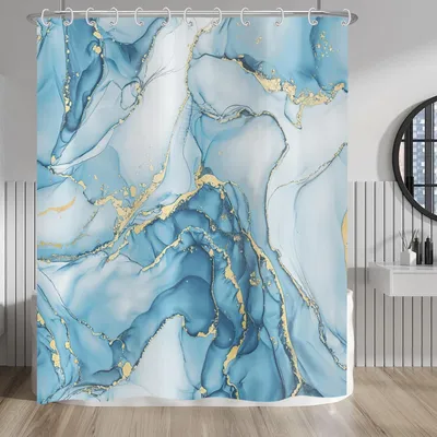 Produktbild von Aqua Blau Marmor Duschvorhang 180 x 220 cm