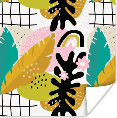 Produktbild von MuchoWow® Poster Blatt - Dschungel - Muster 50x50 cm - Wohnzimmerdekoration