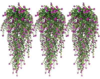3er-Set künstliche Hängepflanzen, Eukalyptus, weiß, 80 cm, Kunststoff