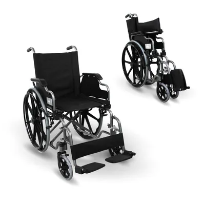 Productafbeelding van Mobiclinic, Giralda, inklapbare rolstoel, rolstoel voor senioren en mensen met een beperking, inklapbare armleuningen en afneembare voetsteunen, zwart, zitbreedte 43 cm