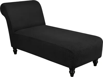 Image de Jacquard Armless Housse pour chaise longue, housse extensible pour chaise longue, housse pour meubles d'animaux domestiques, lavable en machine Recliner Sofa Slipcover,Noir