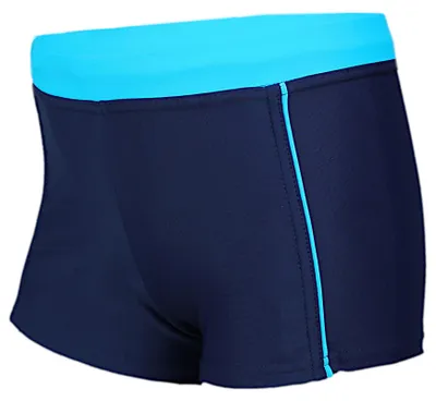 Produktbild von Aquarti Jungen Badehose Schwimmhose Seitliche Paspel Kinder Badeshorts, Farbe: 024 Dunkelblau / Blau, Größe: 122