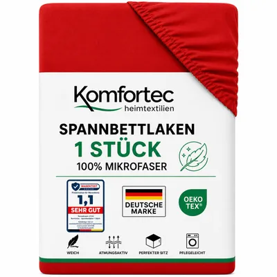 Produktbild von Komfortec Spannbettlaken 140x200 cm, Bettlaken Boxspringbett bis 15cm - 30cm Matratzenhöhe, Rot, KI-generiertes Bild