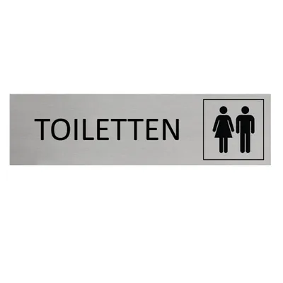 Produktbild von CombiCraft Aluminium Türschild Toiletten 165x45mm mit 3M-Tape