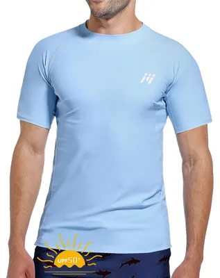 Productafbeelding van MEETWEE Heren rash guard, beschermende bodywarmer voor heren, met lange of korte mouwen, UV-bescherming, T-shirt/top