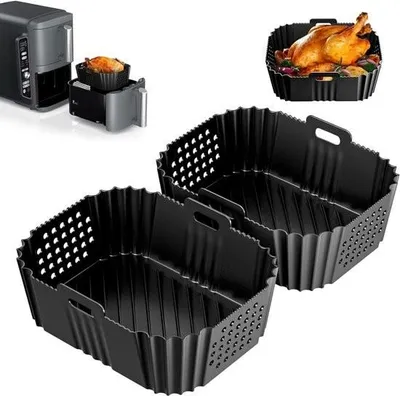 Obrázok produktu pre Silikónová vložka do fritézy Airfryer - 9,5 l - žiaruvzdorná - opakovane použiteľná - 2 kusy - pre veľkú fritézu Airfryer