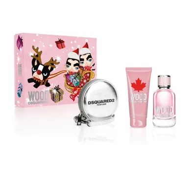 Zdjęcie produktu dla Dsquared2 Wood Pour Femme Zestaw Woda toaletowa 100ml + Żel pod prysznic 100ml + Portfel