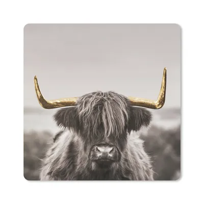 Produktbild von MuchoWow® Mauspad Mousepad Schottischer Highlander - Gold - Hoorn 30x30 cm - Mousepads - Maus Mat - Pad - Mausunterlage - Gaming
