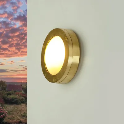 Produktbild von Maritime Außenleuchte Messing IP64 rund Ø14cm Bullauge Schiffslampe Wandlampe Balkon Treppe