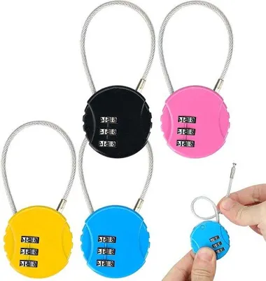 Immagine prodotto di Set di 4 lucchetti a combinazione - Lucchetto da viaggio piccolo a 3 cifre con codice numerico - Lucchetto da viaggio e per bagagli