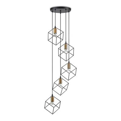 Immagine prodotto di Sospensione Industrial-Minimal Ice Metallo Nero 5 Luci E27