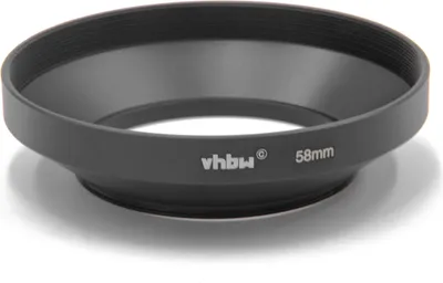 Produktbild von vhbw Gegenlichtblende für 58mm Objektiv, Weitwinkel, Schwarz, Metall, Rund, 8,4 cm