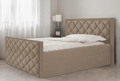 Produktbild von Bett, Boxspringbett DORMI mit Fußteil, OHNE Topper, Federkern, Doppelbett, Stauraum, 160x200 cm, (Cappuccino - Itaka 48)