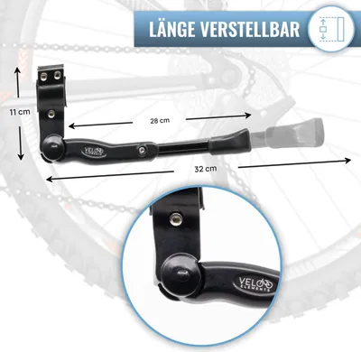 Produktbild von Höhenverstellbarer Seitenständer für Fahrräder 24-28 Zoll - universell einsetzbar - Mountainbike Rennrad Trekkingrad - verstellbarer Fahrradständer